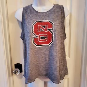 NC State Rivalry Threads Charcoal Muscle Tee with Bold Red Emblem Sz L